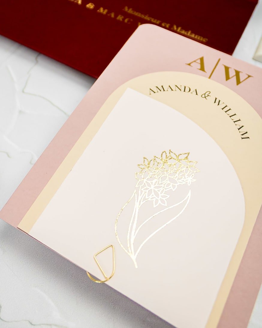 "Ecrin" - Faire-part de mariage moderne, chic et élégant avec dorure or – Wedding stationery - Création Luxe Carterie Studio