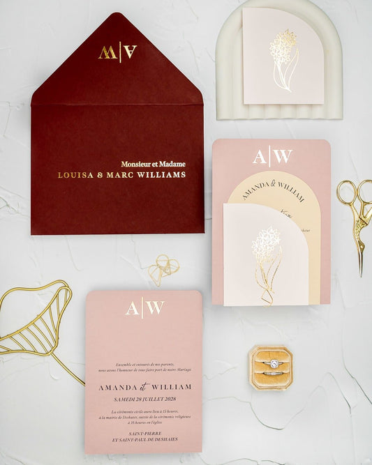 "Ecrin" - Faire-part de mariage moderne, chic et élégant avec dorure or – Wedding stationery - Création Luxe Carterie Studio
