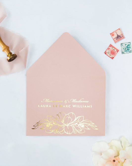 ELANCEA - Enveloppe épaisse avec Dorure - Enveloppe - 12 cm x 16.5 cm - Luxe Carterie Studio