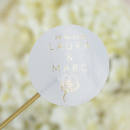 "Elisa - Sticker" - Faire-part de mariage chic, élégant et romantique avec dorure or - Wedding stationery - Création Luxe Carterie Studio
