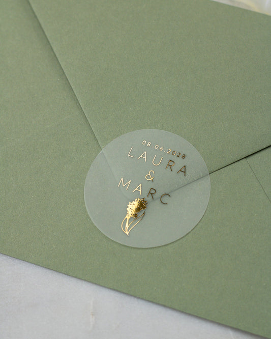 Elisa - Sticker (lot de 15) - Stickers étiquettes - 4 cm - Lot de 15 - Luxe Carterie Studio