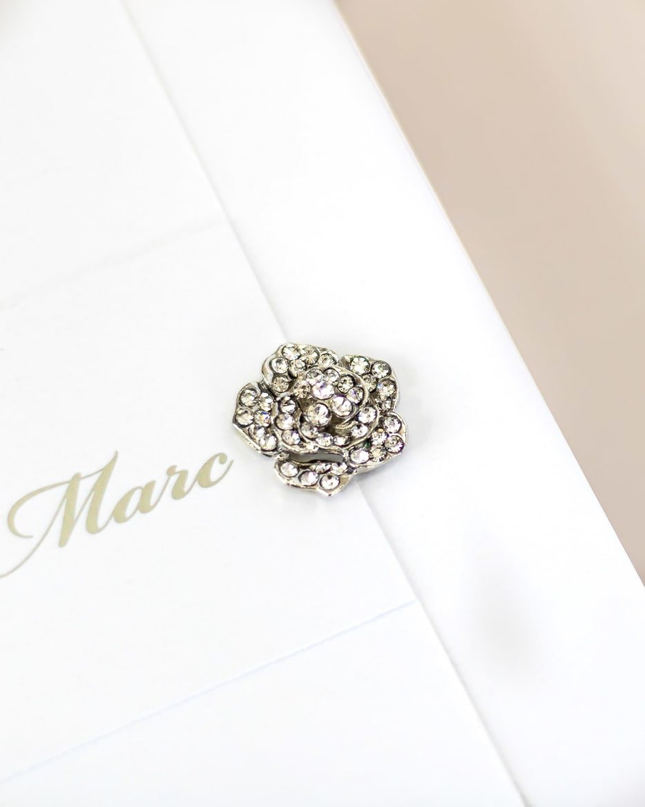"Ellen" - Faire-part de mariage luxueux, chic et élégant avec dorure argent – Wedding stationery - Création Luxe Carterie Studio
