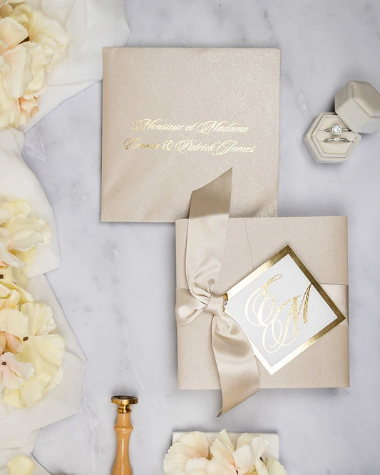 "Emilie" - Faire-part de mariage chic, élégant et romantique avec dorure or - Wedding stationery - Création Luxe Carterie Studio