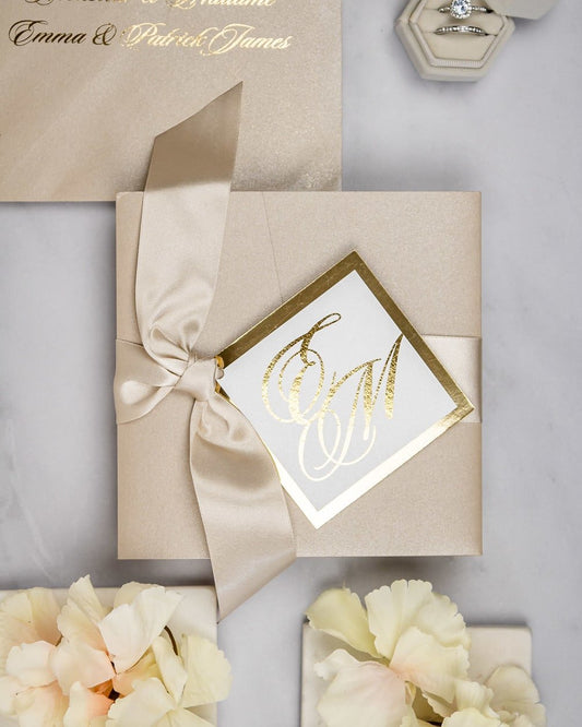 "Emilie" - Faire-part de mariage chic, élégant et romantique avec dorure or - Wedding stationery - Création Luxe Carterie Studio