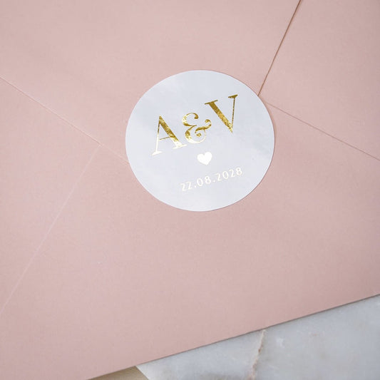 "Erica - Sticker" - Faire-part de mariage chic, élégant et romantique avec dorure or - Wedding stationery - Création Luxe Carterie Studio