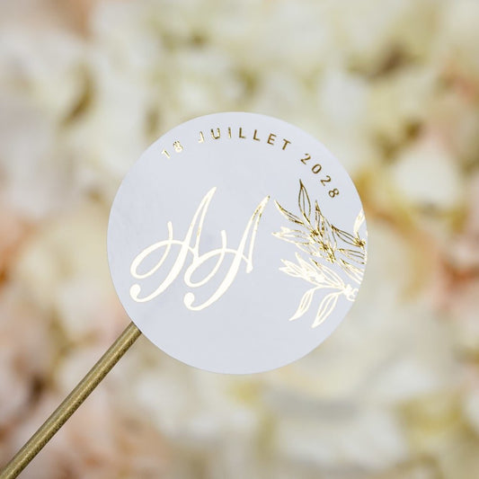 "Eva - Sticker" - Faire-part de mariage chic, élégant et romantique avec dorure or - Wedding stationery - Création Luxe Carterie Studio