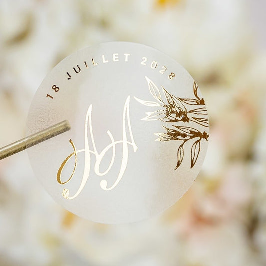 "Eva - Sticker" - Faire-part de mariage chic, élégant et romantique avec dorure or - Wedding stationery - Création Luxe Carterie Studio