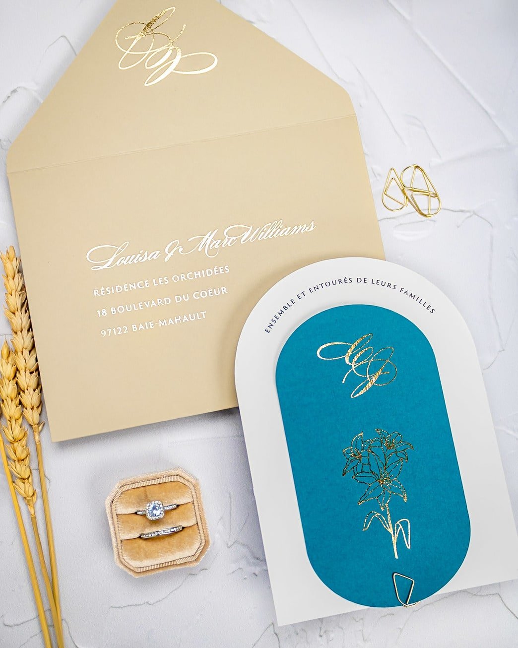 "Eve" - Faire-part de mariage moderne, chic et élégant avec dorure or – Wedding stationery - Création Luxe Carterie Studio