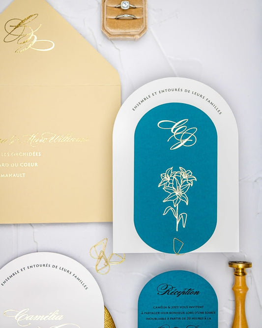 "Eve" - Faire-part de mariage moderne, chic et élégant avec dorure or – Wedding stationery - Création Luxe Carterie Studio