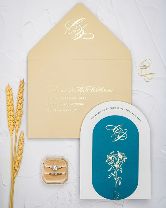 "Eve" - Faire-part de mariage moderne, chic et élégant avec dorure or – Wedding stationery - Création Luxe Carterie Studio