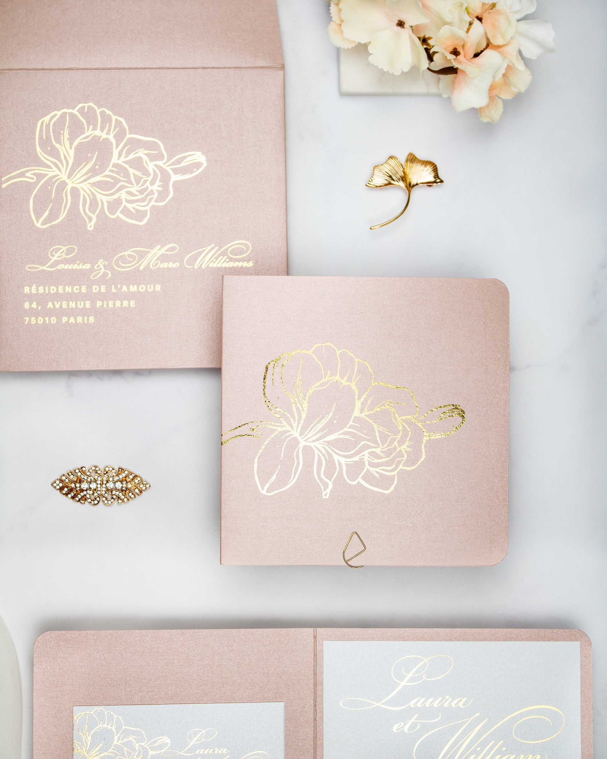 "Alamanda" - Faire-part de mariage chic, élégant et romantique avec dorure or - Wedding stationery - Création Luxe Carterie Studio