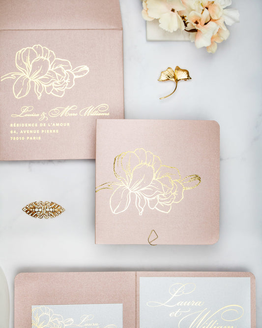 "Alamanda" - Faire-part de mariage chic, élégant et romantique avec dorure or - Wedding stationery - Création Luxe Carterie Studio