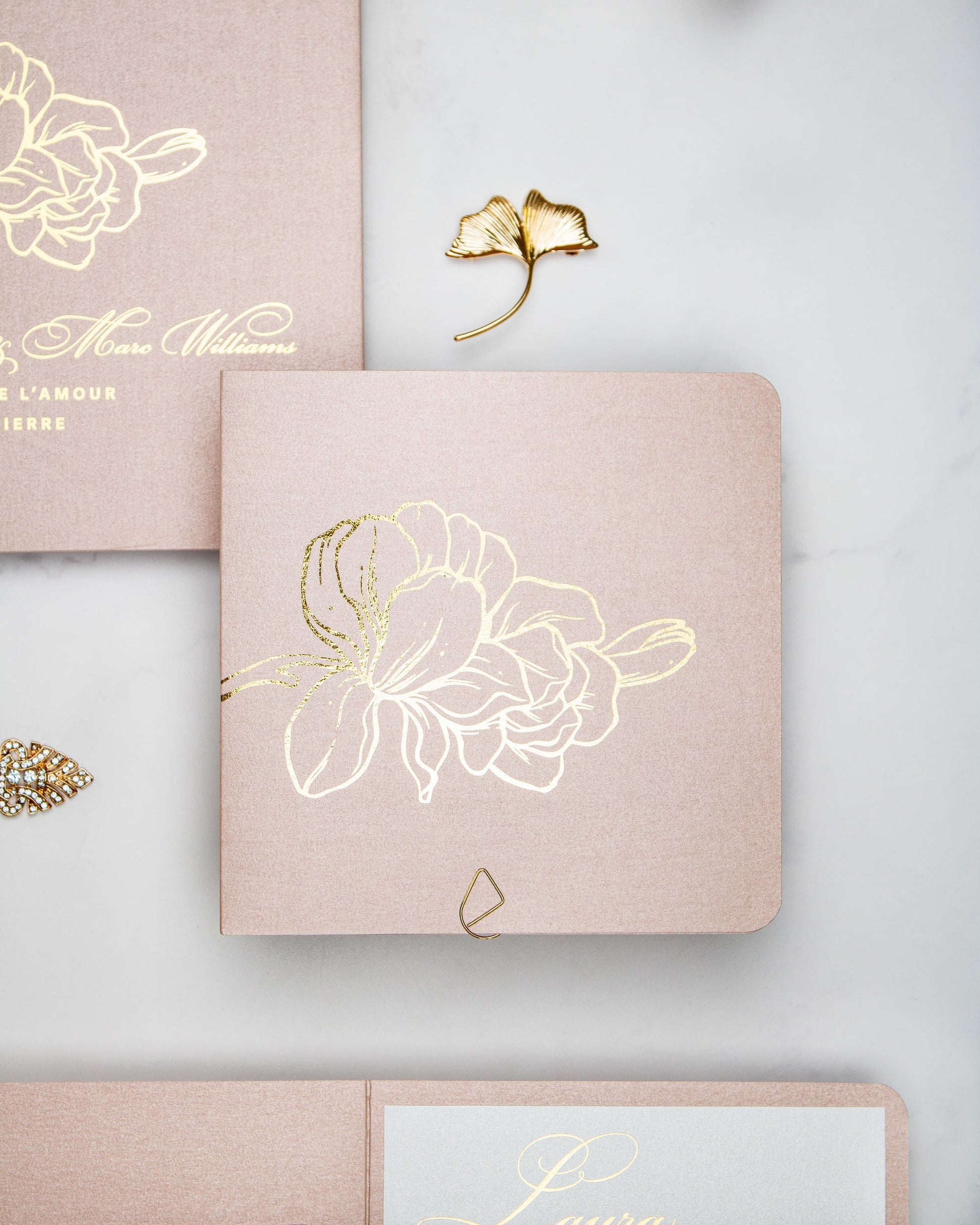 "Alamanda" - Faire-part de mariage chic, élégant et romantique avec dorure or - Wedding stationery - Création Luxe Carterie Studio