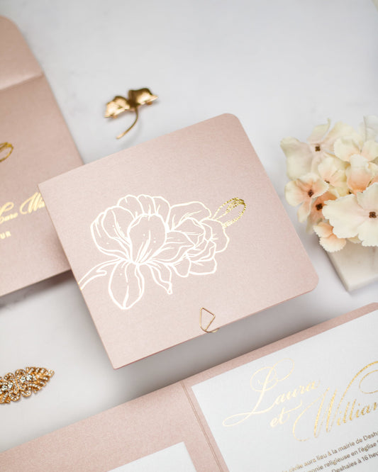"Alamanda" - Faire-part de mariage chic, élégant et romantique avec dorure or - Wedding stationery - Création Luxe Carterie Studio