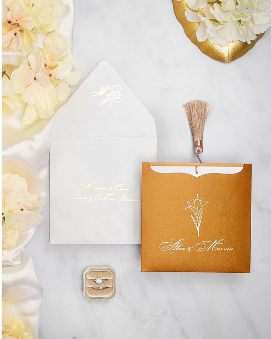 "Farla" - Faire-part de mariage moderne, chic et élégant avec dorure or – Wedding stationery - Création Luxe Carterie Studio