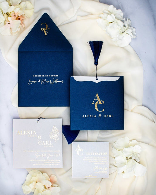 "Fiona" - Faire-part de mariage moderne, chic et élégant avec dorure or – Wedding stationery - Création Luxe Carterie Studio