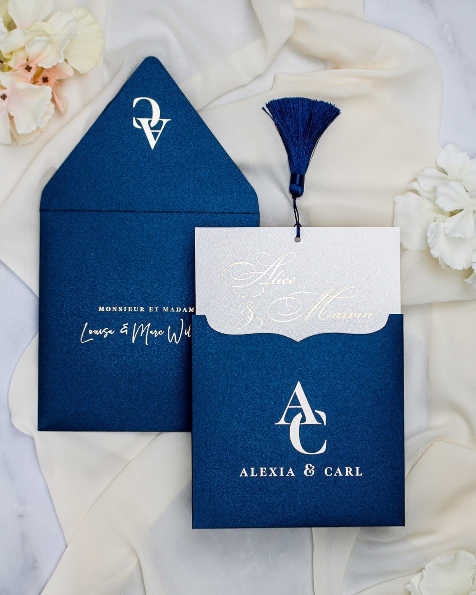 "Fiona" - Faire-part de mariage moderne, chic et élégant avec dorure or – Wedding stationery - Création Luxe Carterie Studio