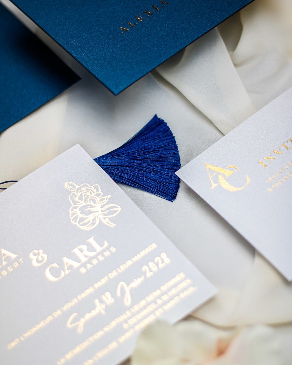 "Fiona" - Faire-part de mariage moderne, chic et élégant avec dorure or – Wedding stationery - Création Luxe Carterie Studio