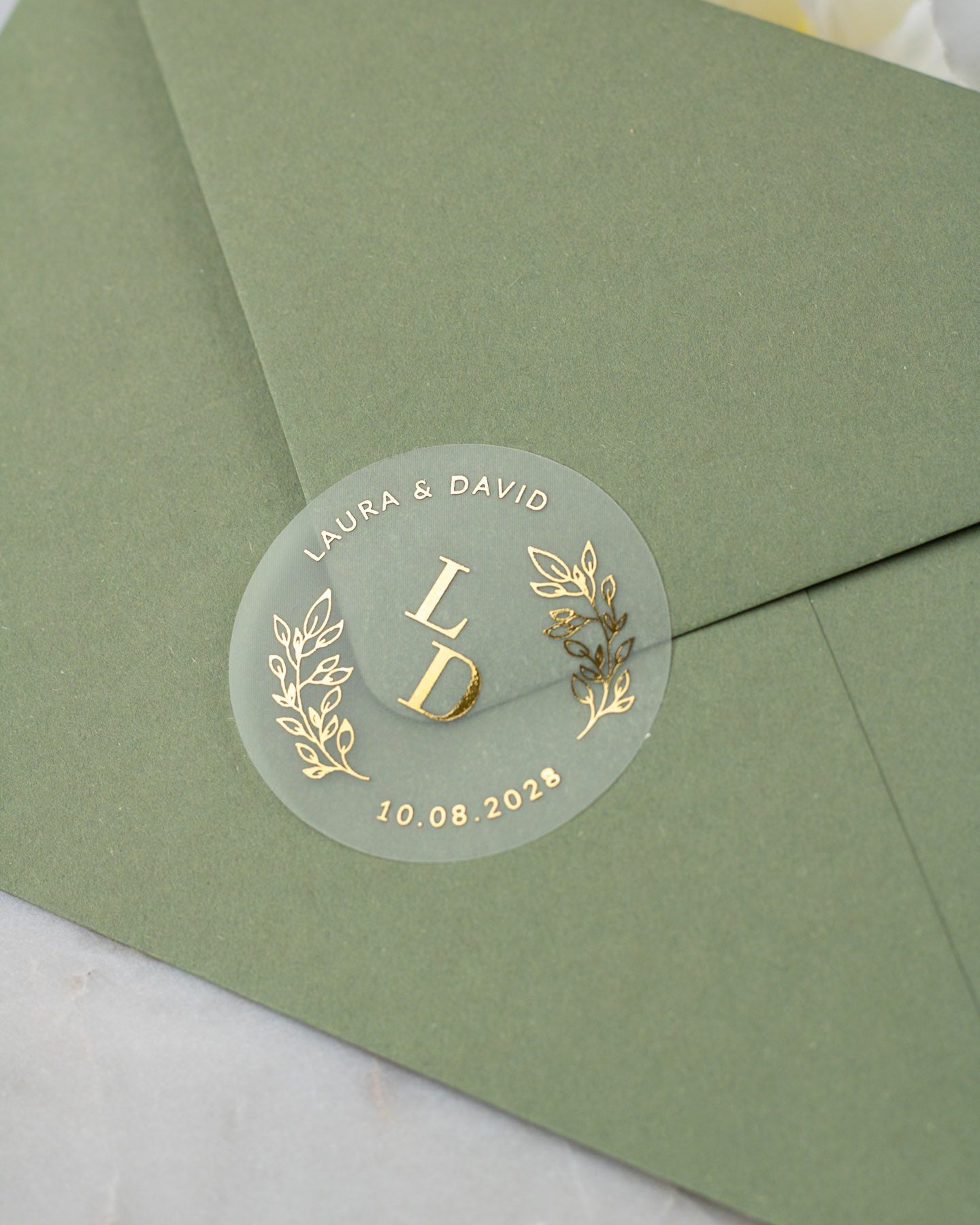 Flavia - Sticker (lot de 15) - Stickers étiquettes - 4 cm - Lot de 15 - Luxe Carterie Studio