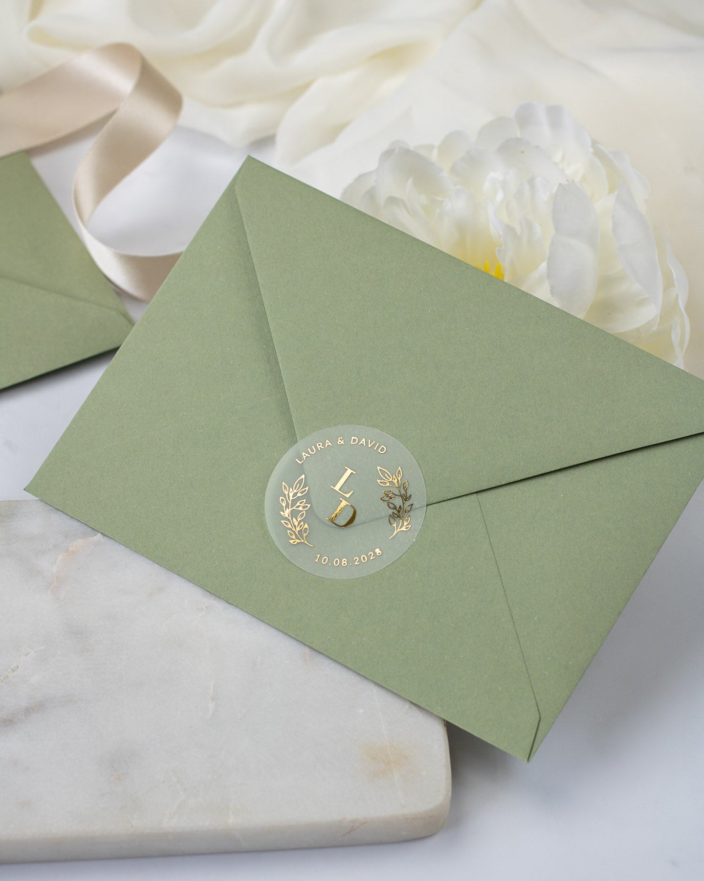 Flavia - Sticker (lot de 15) - Stickers étiquettes - 4 cm - Lot de 15 - Luxe Carterie Studio