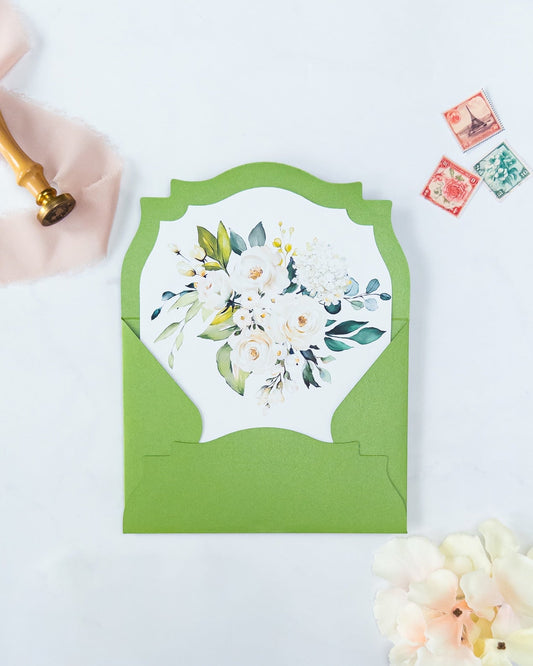 FLEURINE - Enveloppe épaisse avec doublure fleurie - Enveloppe - 12 cm x 16.5 cm - Luxe Carterie Studio