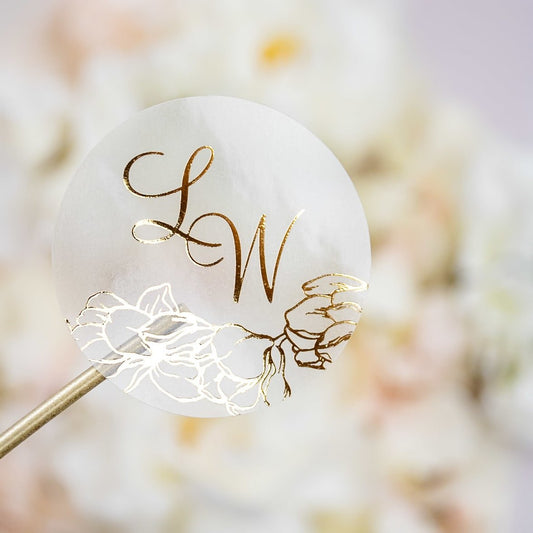 "Flora - Sticker" - Faire-part de mariage chic, élégant et romantique avec dorure or - Wedding stationery - Création Luxe Carterie Studio
