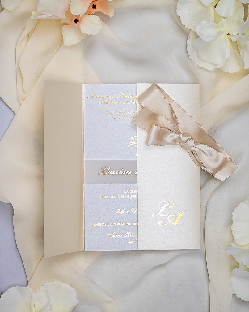 "Frany" - Faire-part de mariage chic, élégant et romantique avec dorure or - Wedding stationery - Création Luxe Carterie Studio