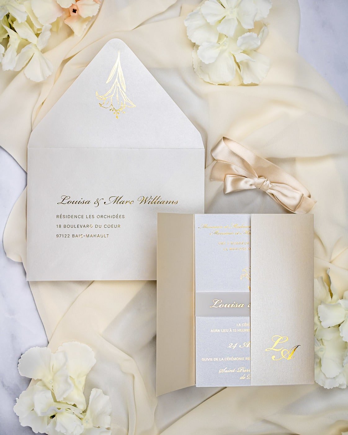 "Frany" - Faire-part de mariage chic, élégant et romantique avec dorure or - Wedding stationery - Création Luxe Carterie Studio