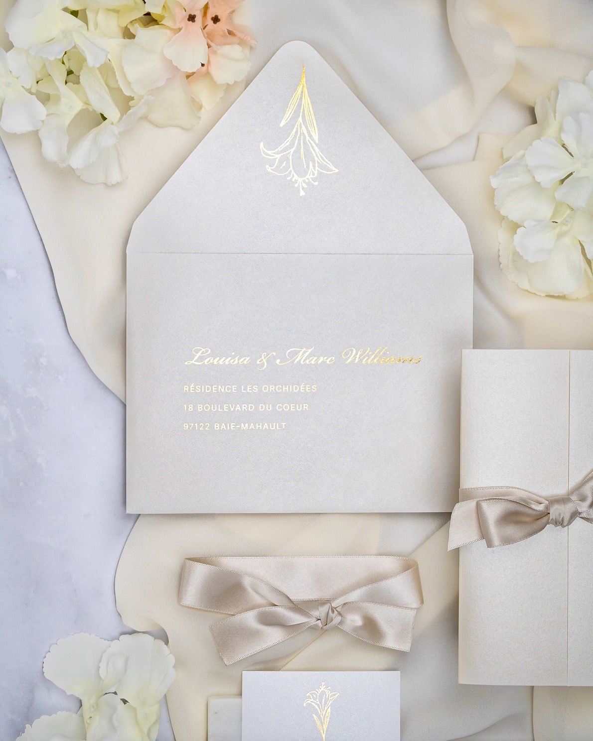 "Frany" - Faire-part de mariage chic, élégant et romantique avec dorure or - Wedding stationery - Création Luxe Carterie Studio