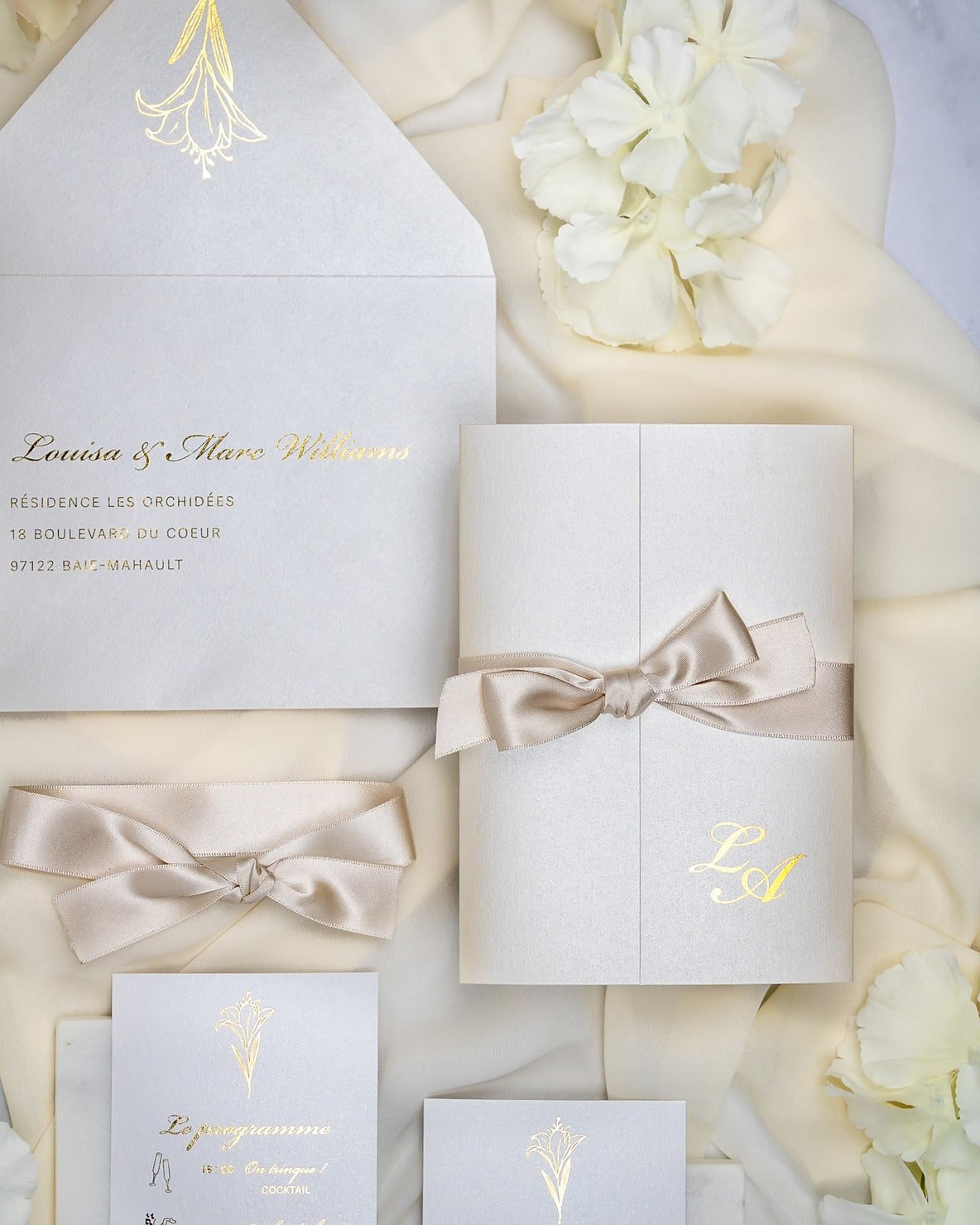"Frany" - Faire-part de mariage chic, élégant et romantique avec dorure or - Wedding stationery - Création Luxe Carterie Studio