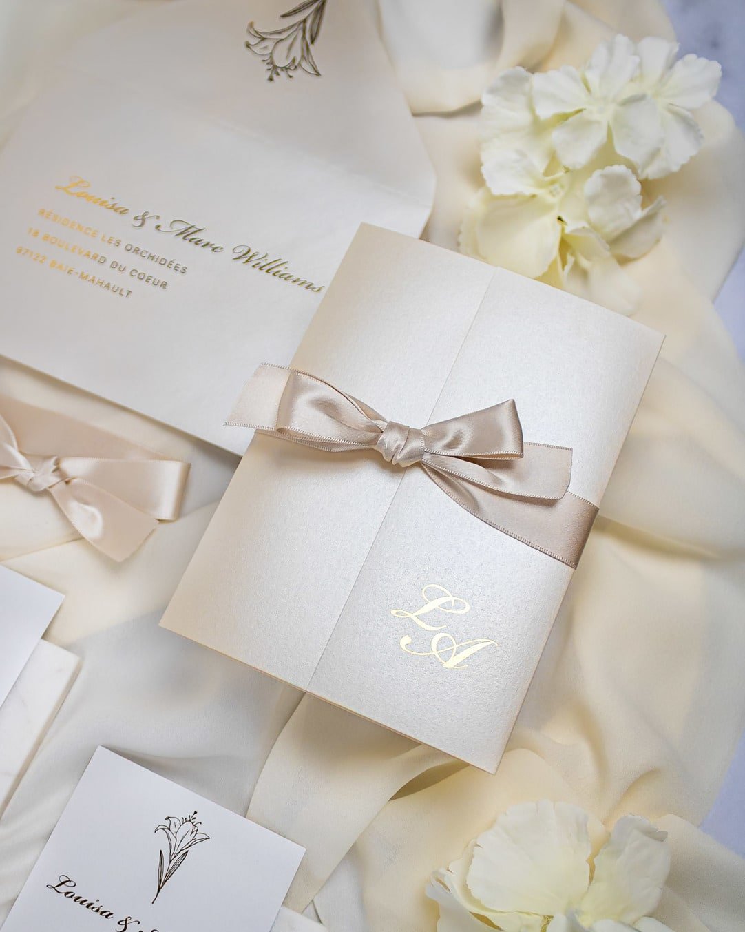 "Frany" - Faire-part de mariage chic, élégant et romantique avec dorure or - Wedding stationery - Création Luxe Carterie Studio