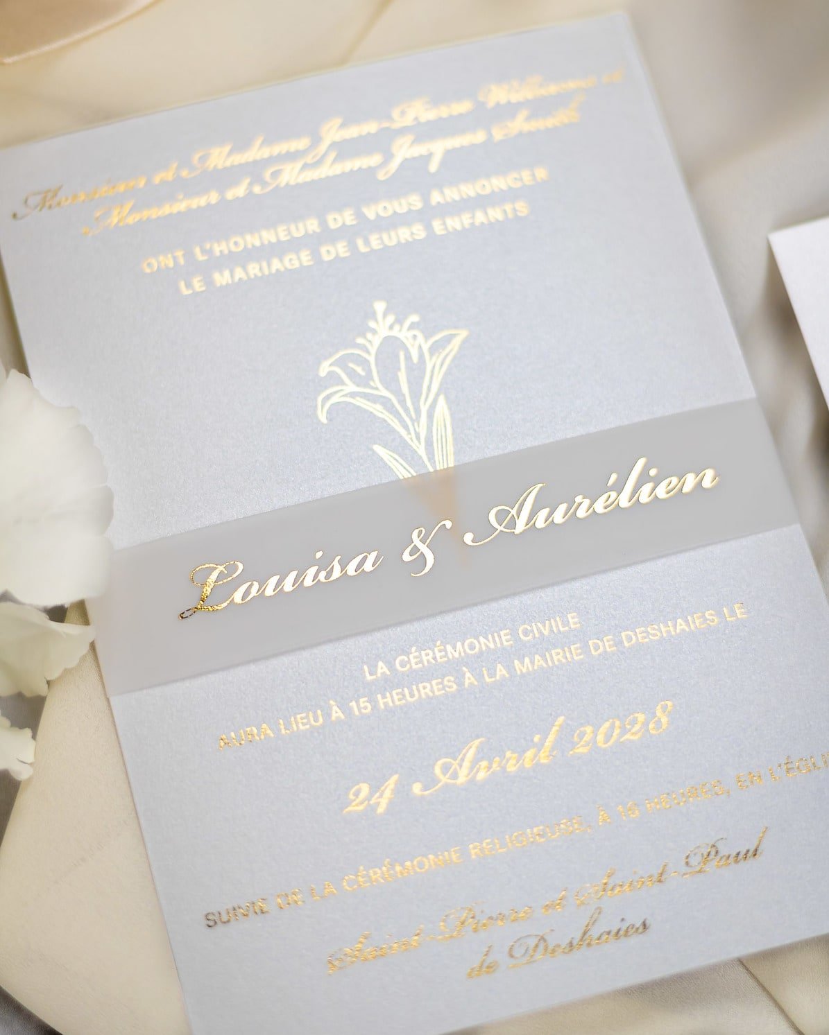 "Frany" - Faire-part de mariage chic, élégant et romantique avec dorure or - Wedding stationery - Création Luxe Carterie Studio