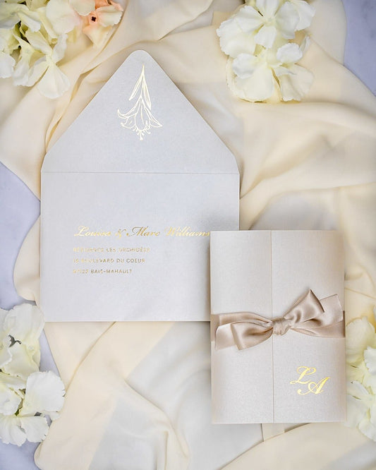 "Frany" - Faire-part de mariage chic, élégant et romantique avec dorure or - Wedding stationery - Création Luxe Carterie Studio