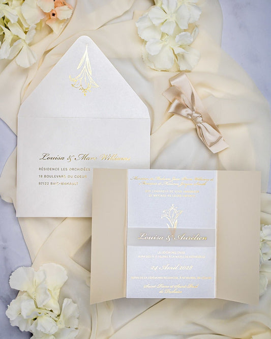 "Frany" - Faire-part de mariage chic, élégant et romantique avec dorure or - Wedding stationery - Création Luxe Carterie Studio