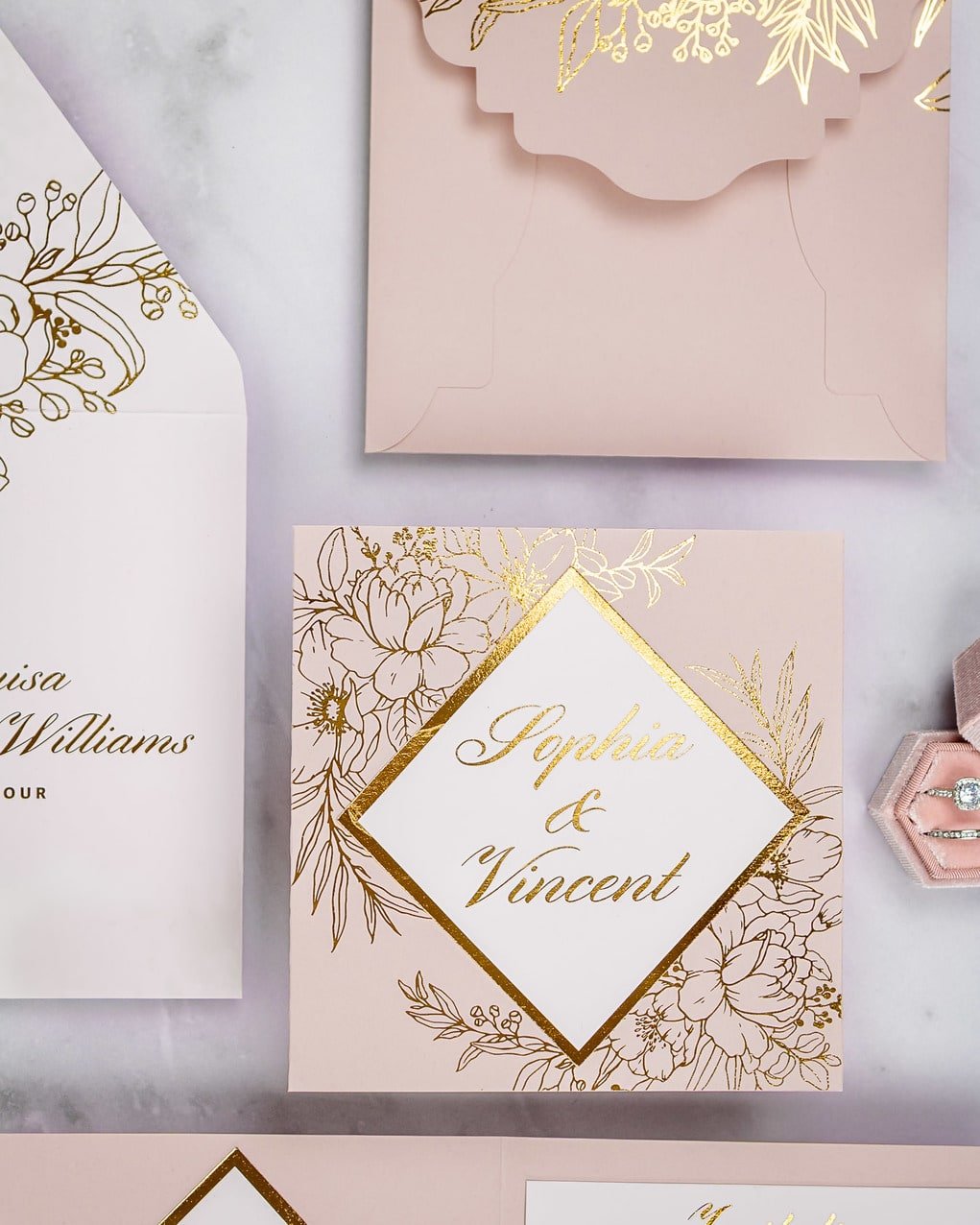 "Gabriella" - Faire-part de mariage chic, élégant et romantique avec dorure or - Wedding stationery - Création Luxe Carterie Studio