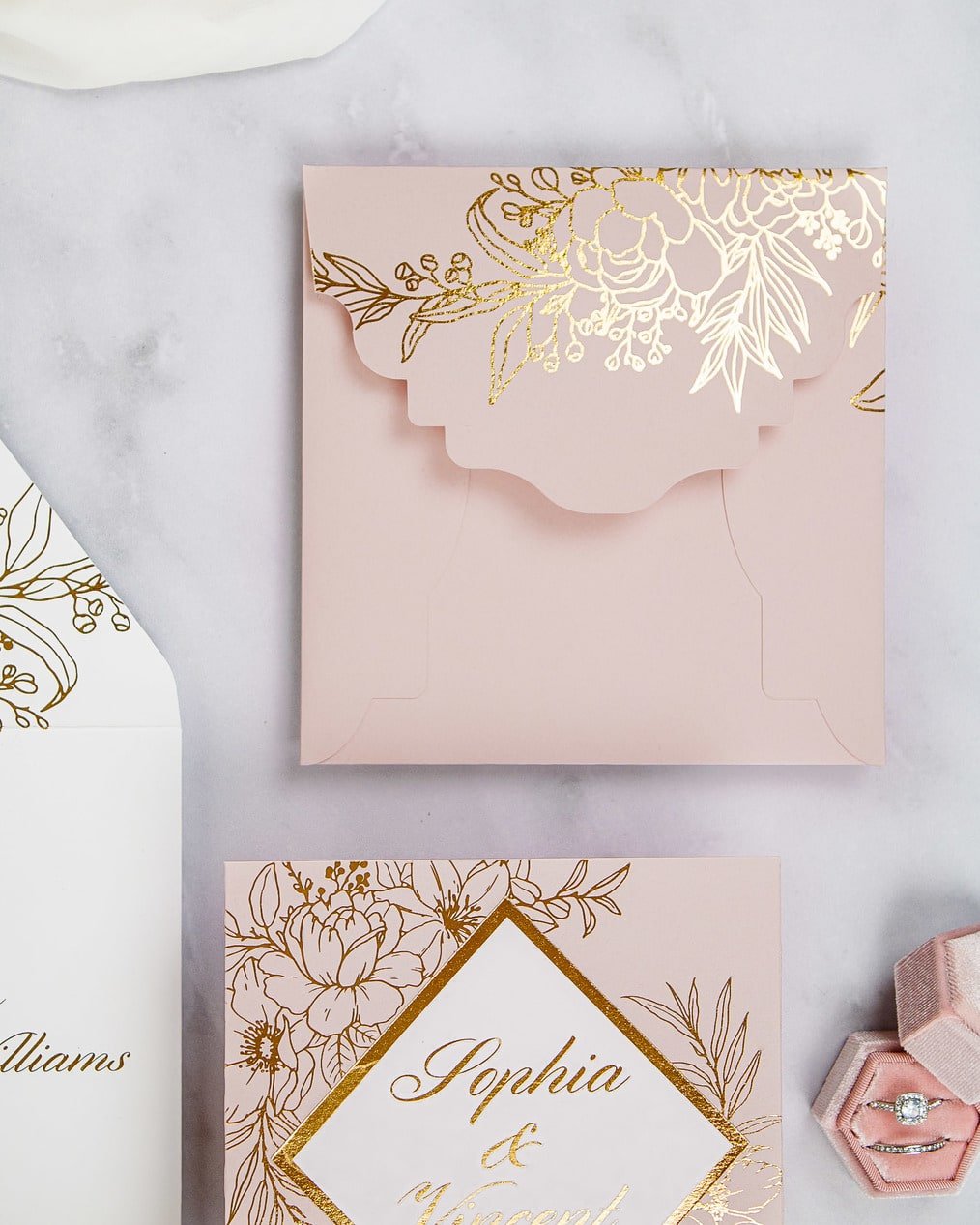 "Gabriella" - Faire-part de mariage chic, élégant et romantique avec dorure or - Wedding stationery - Création Luxe Carterie Studio