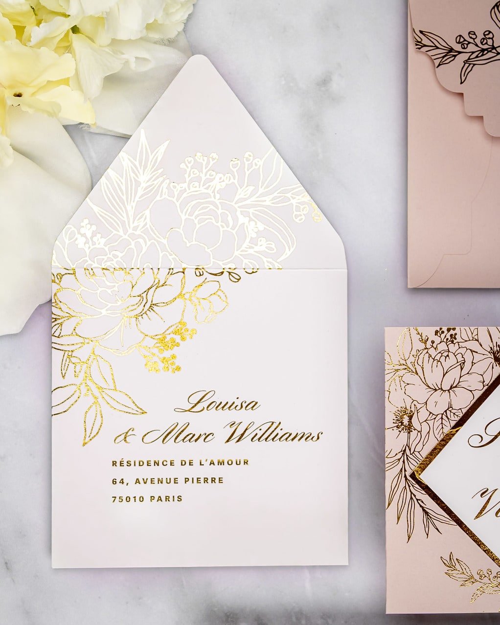 "Gabriella" - Faire-part de mariage chic, élégant et romantique avec dorure or - Wedding stationery - Création Luxe Carterie Studio
