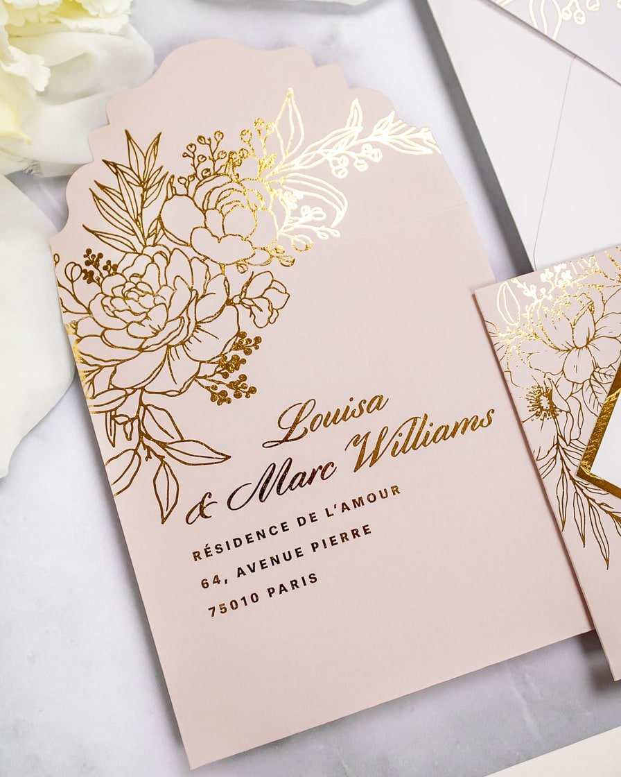"Gabriella" - Faire-part de mariage chic, élégant et romantique avec dorure or - Wedding stationery - Création Luxe Carterie Studio