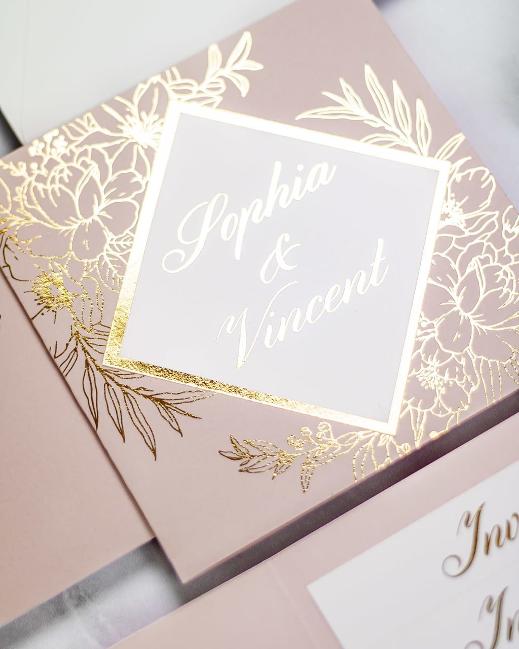"Gabriella" - Faire-part de mariage chic, élégant et romantique avec dorure or - Wedding stationery - Création Luxe Carterie Studio