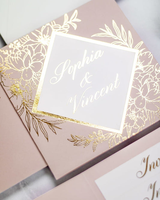 "Gabriella" - Faire-part de mariage chic, élégant et romantique avec dorure or - Wedding stationery - Création Luxe Carterie Studio
