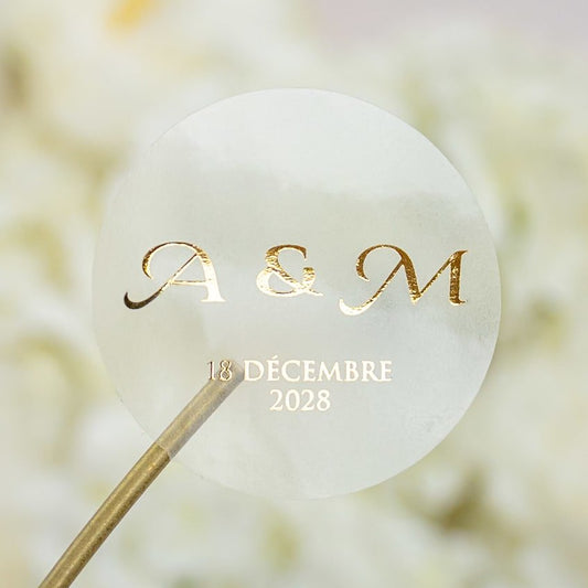 "Gina - Sticker" - Faire-part de mariage chic, élégant et romantique avec dorure or - Wedding stationery - Création Luxe Carterie Studio
