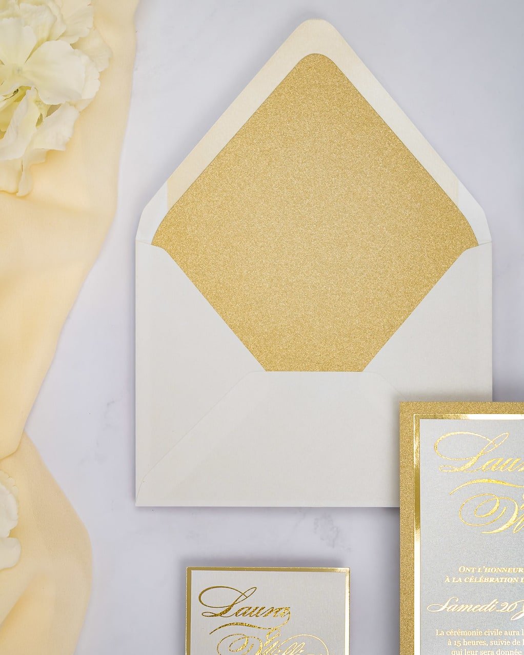 "Glamour" - Faire-part de mariage chic, élégant et romantique avec dorure or - Wedding stationery - Création Luxe Carterie Studio