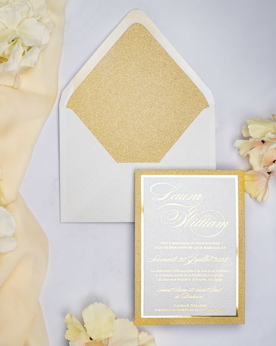 "Glamour" - Faire-part de mariage chic, élégant et romantique avec dorure or - Wedding stationery - Création Luxe Carterie Studio