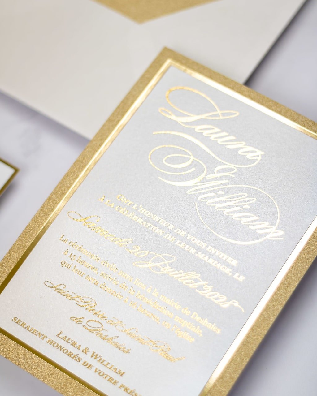 "Glamour" - Faire-part de mariage chic, élégant et romantique avec dorure or - Wedding stationery - Création Luxe Carterie Studio