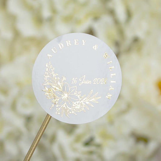 "Grazia - Sticker" - Faire-part de mariage chic, élégant et romantique avec dorure or - Wedding stationery - Création Luxe Carterie Studio