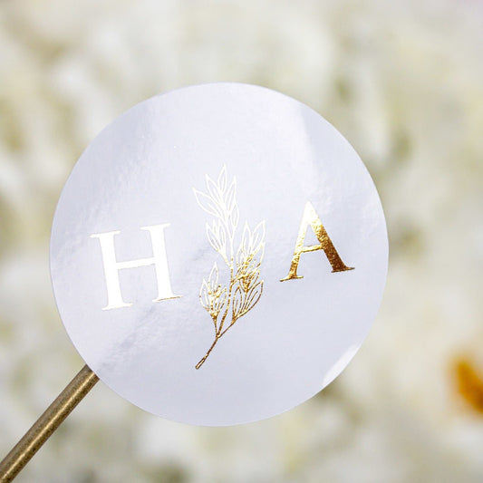"Gréta - Sticker" - Faire-part de mariage chic, élégant et romantique avec dorure or - Wedding stationery - Création Luxe Carterie Studio