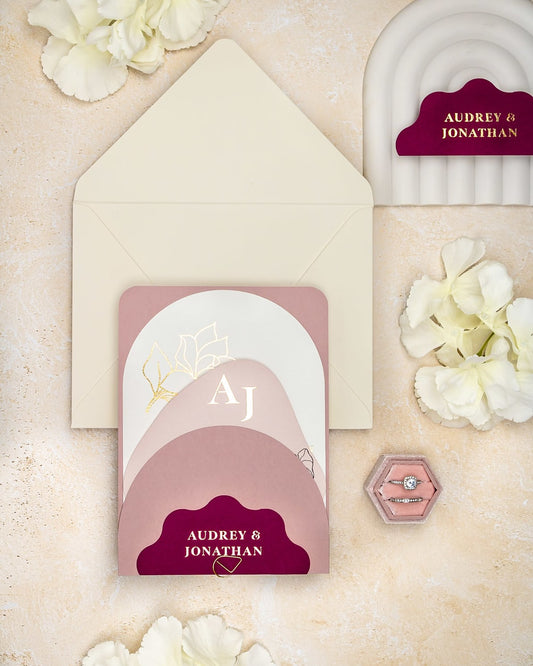 "Honey" - Faire-part de mariage moderne, chic et élégant avec dorure or – Wedding stationery - Création Luxe Carterie Studio