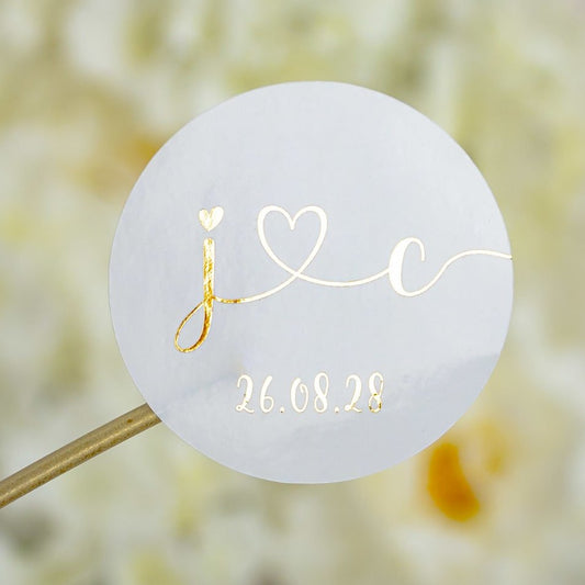 "Ida - Sticker" - Faire-part de mariage chic, élégant et romantique avec dorure or - Wedding stationery - Création Luxe Carterie Studio