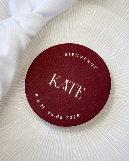 "Inès - Marque-place" – Marque-place chic, élégant et romantique avec dorure or pour réception de mariage – Papeterie de mariage - Wedding stationery - Création Luxe Carterie Studio