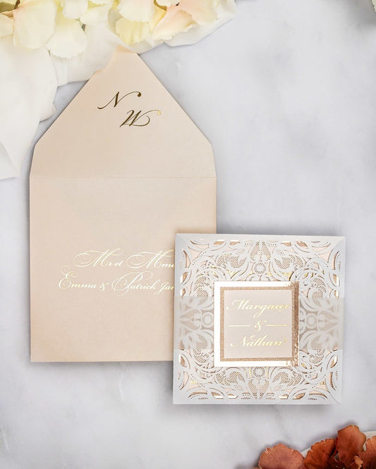 "Infinity" - Faire-part de mariage laser cut élégant et romantique avec dorure or - Wedding stationery - Création Luxe Carterie Studio